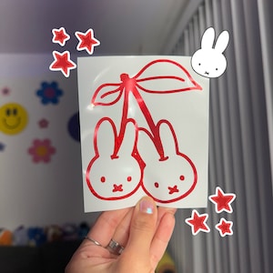 Cherry Bunny Cuties Decal | Cute Car Sticker | Cute Bumper Sticker | Anime Sticker | Cute Car Accessories | Kawaii Anime Car Decals