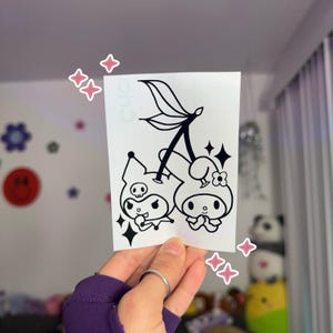 Decalcomania con ciliegie carine / Timbro con un vagone per auto carino / Decalcomania per auto carina / Adesivi per auto carini / Decalcomania in vinile per auto carina / Decalcomanie kawaii