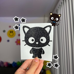 黒猫のキュートなビニールデカール | かわいい車用ステッカー | かわいいバンパーステッカー | かわいい車用アクセサリー | かわいいビニール車用デカール | チョコキャットステッカー