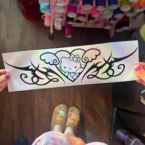 Cute Kitty Tramp Stamp Decal | Heart Tramp Stamp | Cute Car Decal | Cute Car Sticker | Opal Vinyl Decal | Cute Car Vinyl Decal | Kawaii