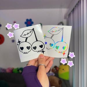 Kuro Skull Cherries Decal | Cute Cherry Decals | Cute Car Decal | Cute Car Sticker | Skull Decals | Cute Car Vinyl Decal | Kawaii Decals