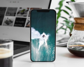 Sunrider Mobile Wallpaper | iPhone wallpaper | Surfer | Ocean Wallpaper