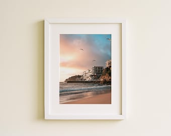 Bondi Icebergs Sunrise Print, Sydney Coastal Photography, Original Wall Art, Sydney Beach Poster