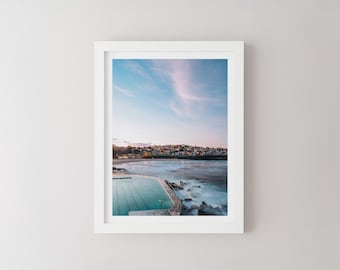 Bronte Beach Wall Art | Ocean Pool Photography Print | Coastal Sunset Poster | Long Exposure Seascape | Moody Decor | Sydney Coastal Art