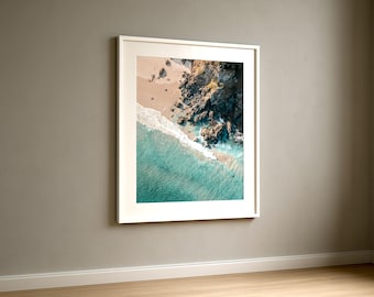 Aerial Beach Print | Byron Bay Ocean Wall Art | Wategos Beach Photography | Coastal Decor | Beach House Poster | Australia Landscape Print