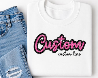 Embroidered Glitter & Sequin Double Applique Bella + Canvas Shirt (Tee, Crew or Hoodie)