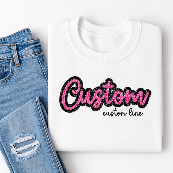 Embroidered Double Glitter Applique Shirt (Tee, Crew or Hoodie)