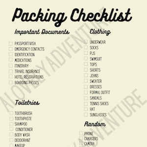 Simple Packing List