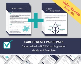 Career Wheel + GROW Coaching Model.  Life Coaching Tools, Coach Resources, Coaching Templates, Leadership Coach, Coaching Questions