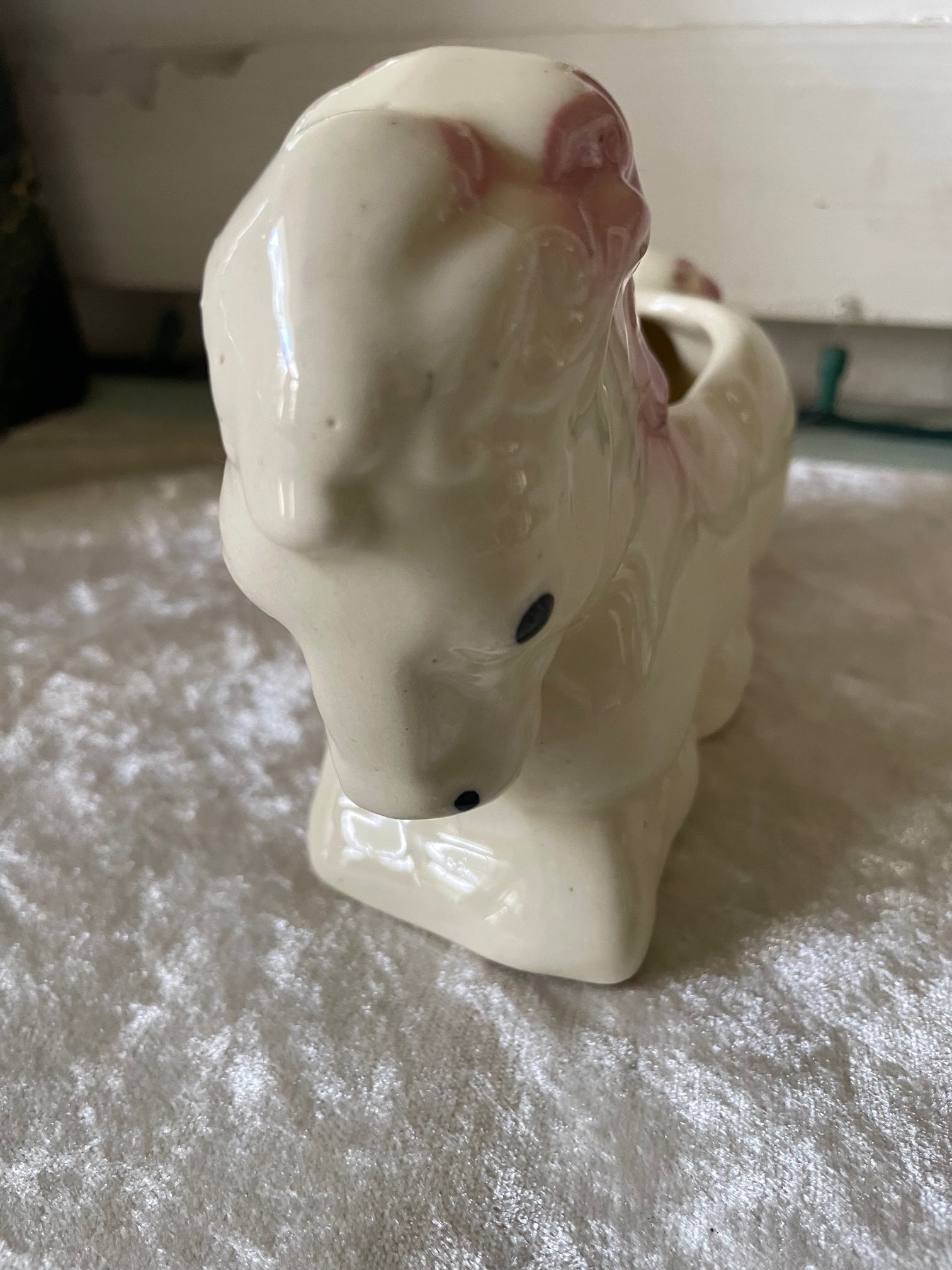 Darling Little Pink Maine and Tail Vintage Ironstone Horse Planter From the 1950's Etsy