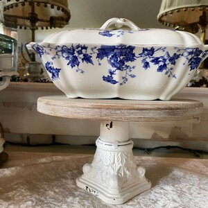 Antique Cobalt Blue Tureen: John Maddock Royal Vitreous, English Cottagecore
