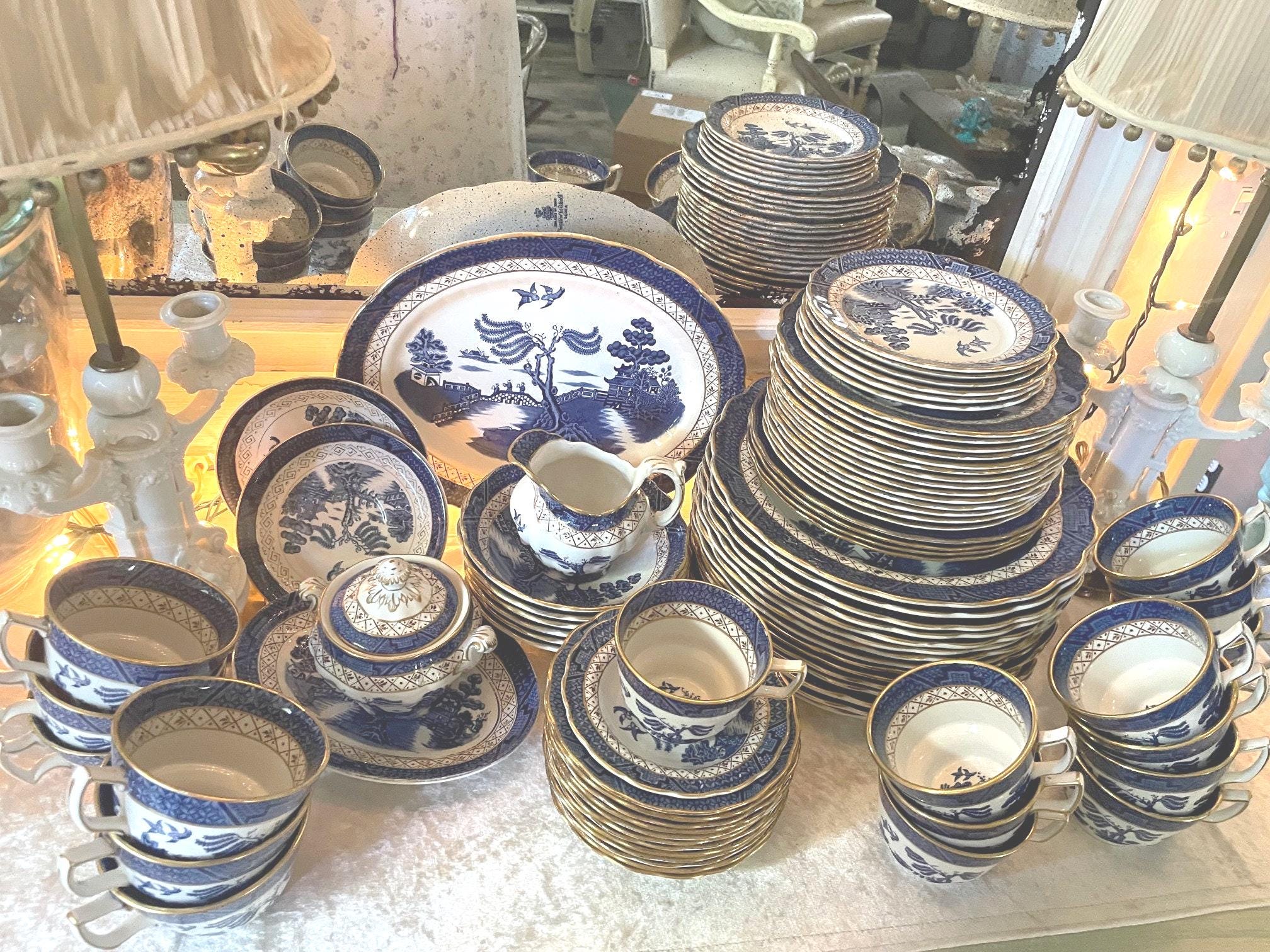Vintage Booth's Real Old Willow China: Blue Willow Ironstone With