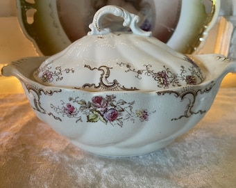 English Alfred Meakin England, Brown Ironstone Pitcher and Bowl in