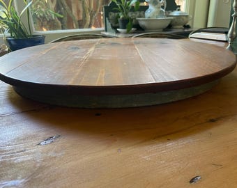Whiskey Barrel Stave Lazy Susan Charcuterie Board Server