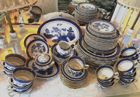 Vintage Booth's Real Old Willow China: Blue Willow Ironstone With