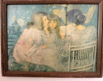 Mother and Daughters Reading, Jungle Tales Art Print, James Jebusa Shannon Reproduction