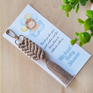 Personalized Macrame Keychains, Baby Shower Favor Custom Wedding, Bridal Shower, and Bridesmaid Gifts; Birthday, and Baptism Keepsakes