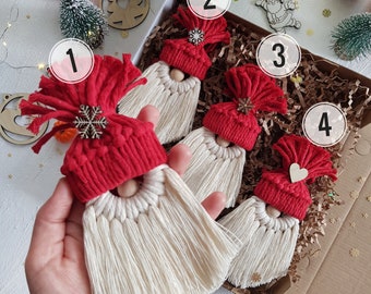 Handmade Macrame Gnome Ornament - Adorable Christmas Decor for Tree & Home | Holiday Ornament,  Santa Hat, Merry Christmas, Custom Ornament