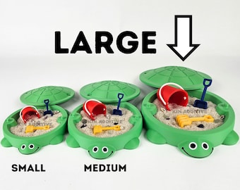 Mini Turtle Sandbox Zen Garden: 3D Printed Desk Decor (6.5" Large Size)