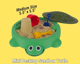 Mini Turtle Sandbox - Desktop Zen Garden with Mini Tools (5.5" Medium Size)
