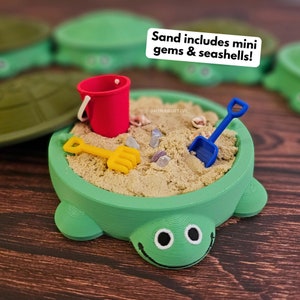Minischildpad zandbak met zand en minigereedschap - Sensory Zen Garden, nostalgie uit de jaren 90, speelgoed uit de jaren 90, kantoorinrichting, klein formaat 4,5 inch