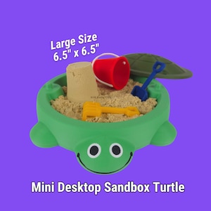 Mini Turtle Sandbox w/ Real Sand & Tools - LARGE SIZE 6.5&quot; -  3D Printed Sandbox, Zen Garden, Sensory, 90s Nostalgia, Desk Decor
