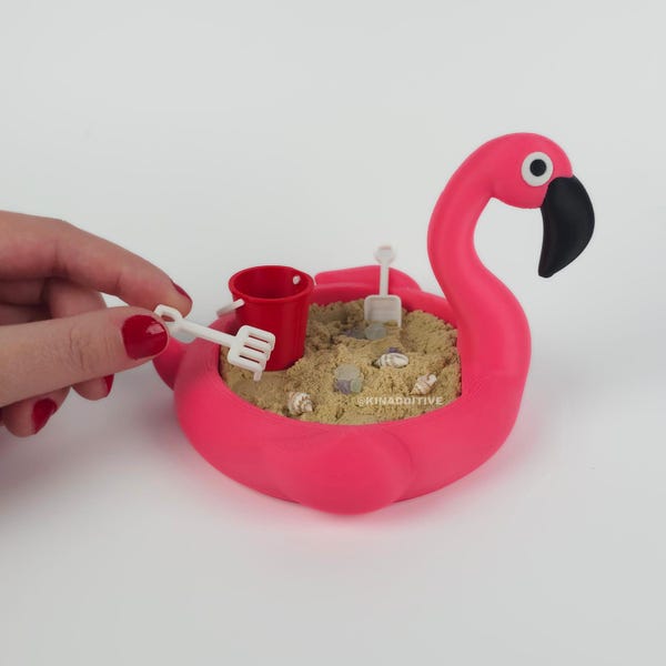 Mini Flamingo Zen Garden Sandbox with Sand & Tools