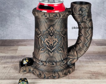 Druid Wolf Crest Dice Tower Mug Cozy - Tabletop RPG Board Game Accessory