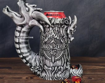 Dragon Slayer Dice Tower Mug Cozy - Tabletop RPG Board Game Accessory