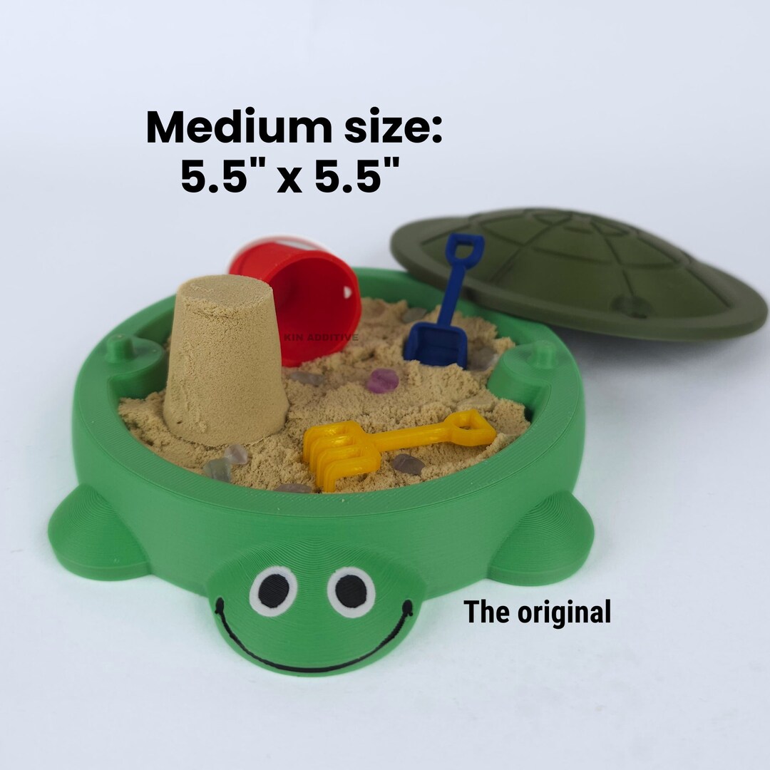 Mini Turtle Sandbox W/ Real Sand & Mini Tools MEDIUM SIZE 5.5 3D ...
