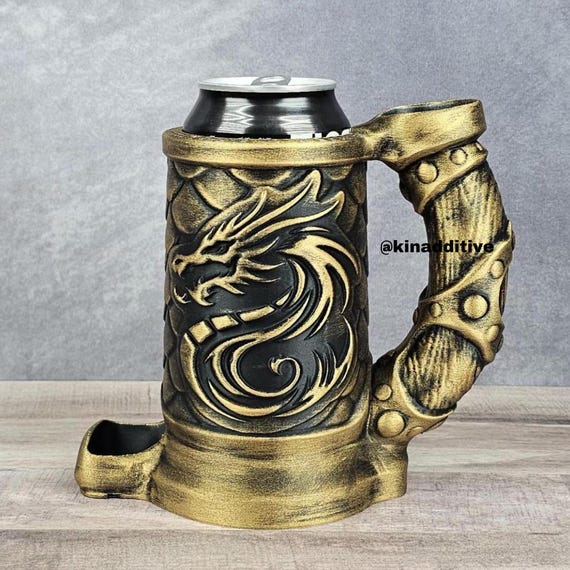 MunnyGrubbers - Skull Potion Vial Dice Holder - (Random 7PCS D20 Dice Set Included) - Dice Storage And Display - Tabletop RPG - Dungeons And Dragons - DND - D&D - (Gold