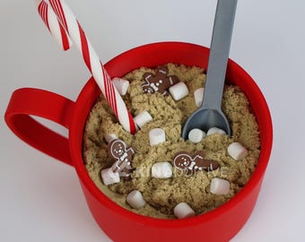 Hot Cocoa Mug Winter Zen Garden Sandbox with Accessories, Christmas Desk Decor, Festive Office Accessories