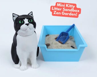 Cat Litter Box with Sand & Accessories: Mini Desktop Zen Garden for Cat Lovers