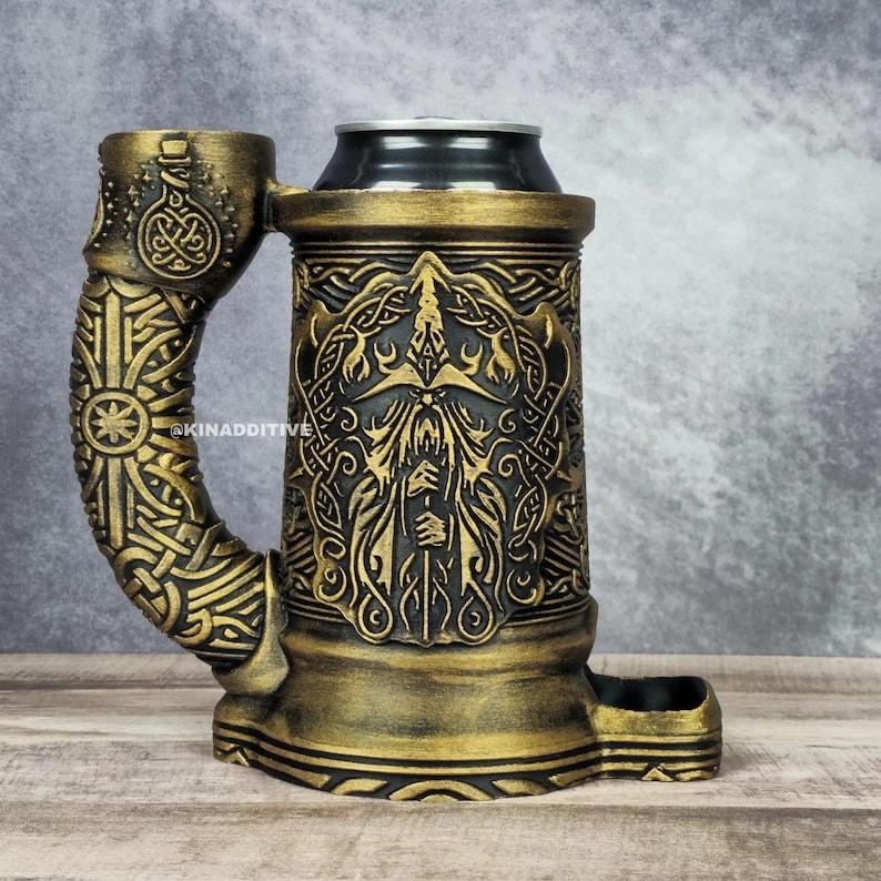 gold wizard dice tower mug