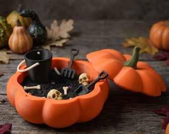 Mini Pumpkin Zen Garden Sandbox, Halloween Desk Decor, Spooky Office Gift