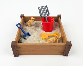 Mini Sandbox Zen Garden with Real Sand, 3D Printed Mini Tools & Gems - 3D Printed Sensory Sandbox - Desk Accessory, Desk Toy, Meditation Toy