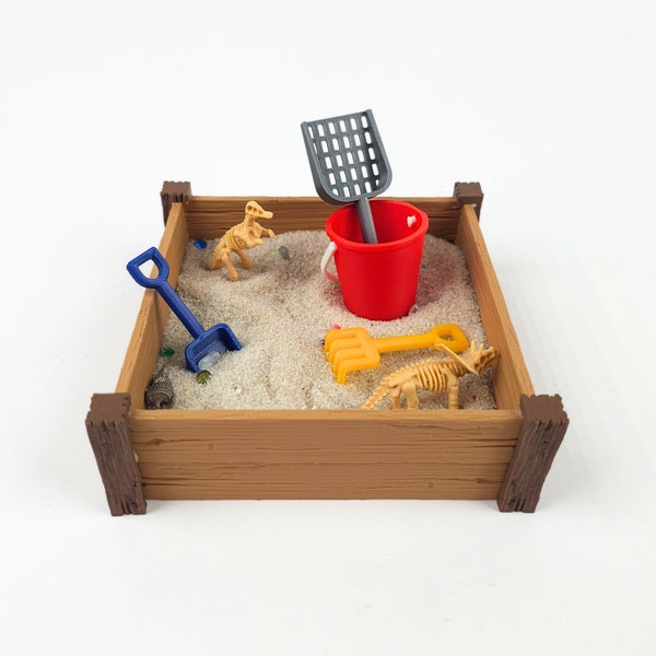 Mini Sandbox Zen Garden with Real Sand, 3D Printed Mini Tools & Gems - 3D Printed Sensory Sandbox - Desk Accessory, Desk Toy, Meditation Toy