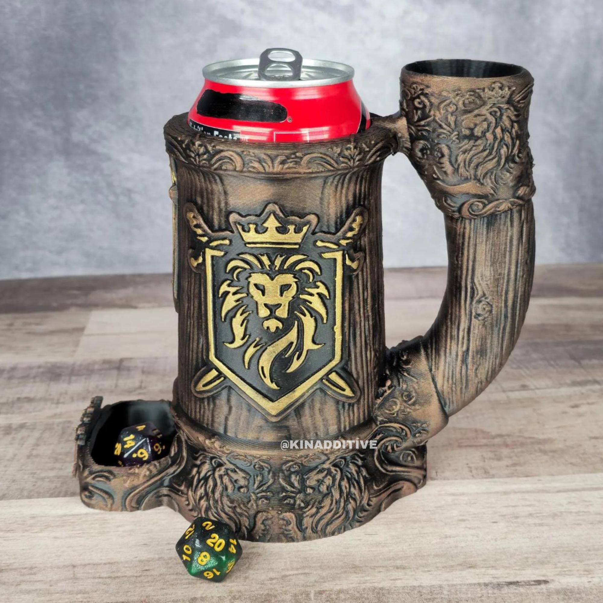 Lion Crest Dice Tower Mug Cozy - Tabletop RPG Board Game Accessory