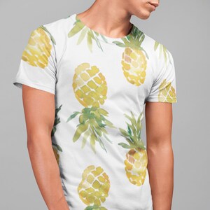 WATERCOLOR| Fruity t-shirt| Men shirt| Pineapple| Fun Hawaiian Style Shirt V3.0