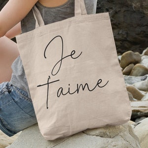 I love you in French Tote Bag, French lovers gift, French speaker gift, Reusable grocery bag, Eco Friendly bag, Gift for French Teacher
