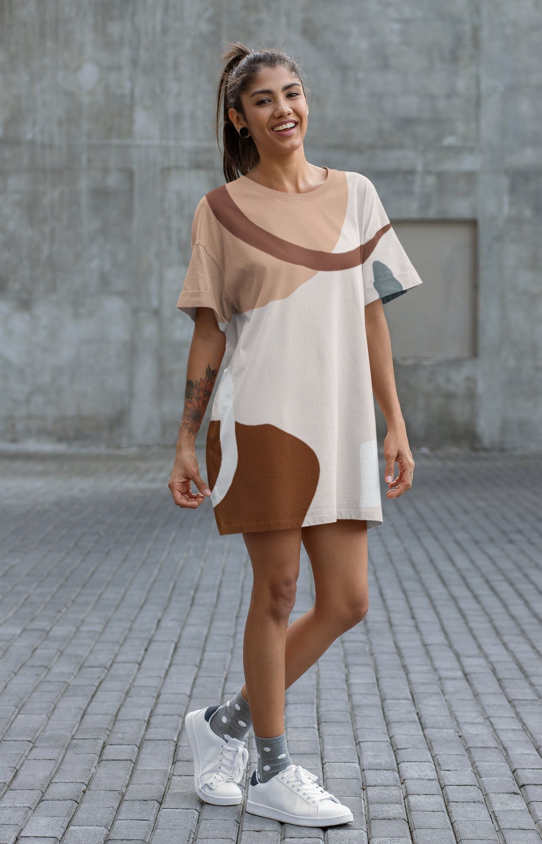 Modern Abstract Pattern Shirt Dress