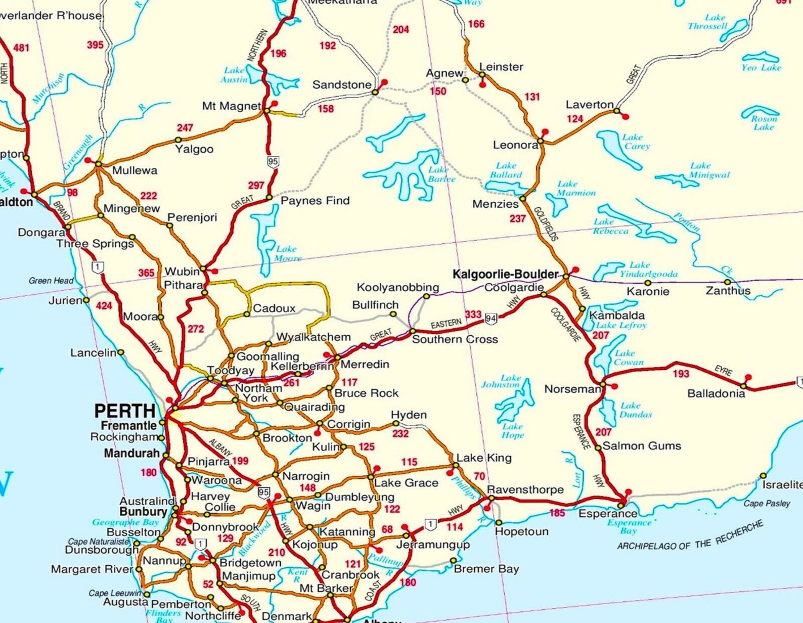 Laminated Australia Road Map With Details Large 66 X 51 Cm Quality