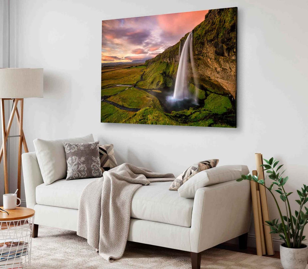 Seljalandsfoss Waterfall & Sunset Print 100% Australian Made Canvas ...