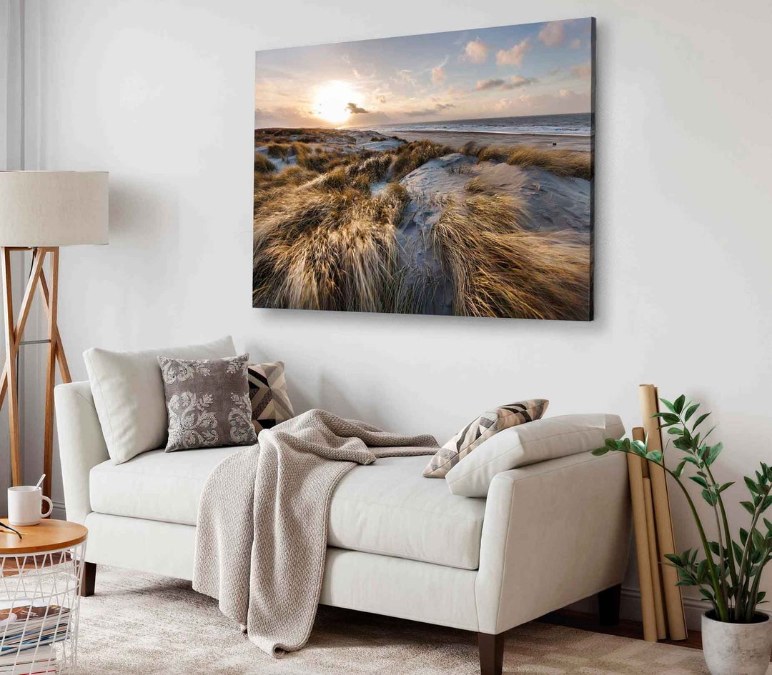 Sand Dunes Sea With Sun Rise Print 100% Australian Made Canvas Wall Art ...