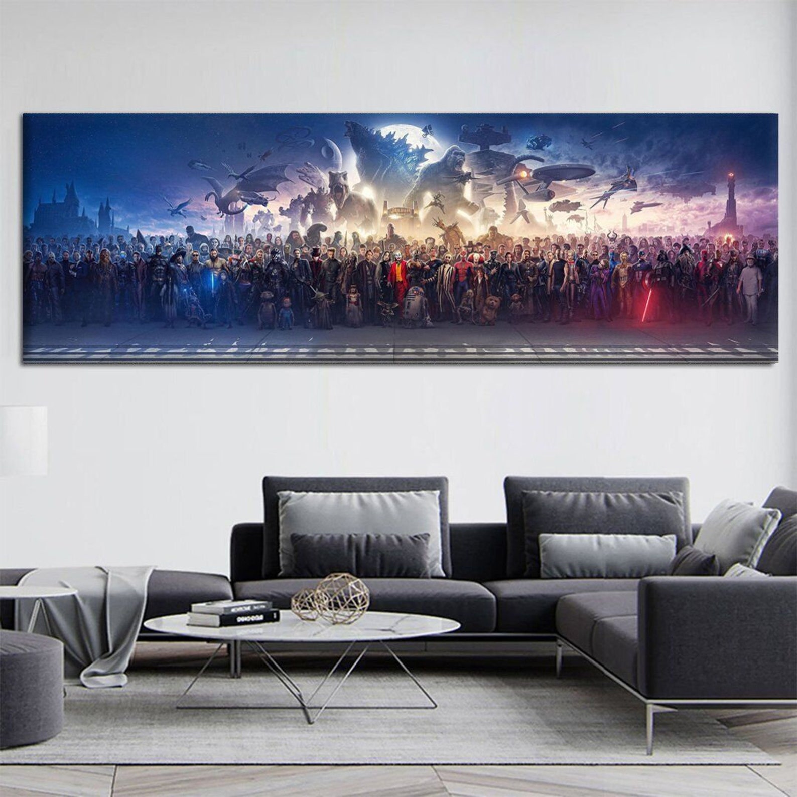 150 Movie Blockbuster Characters Panorama Canvas Stretched Etsy