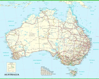 Laminated Australia Road map with details large (66 x 51 cm) quality poster