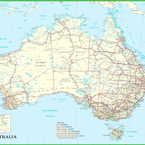 Laminated Australia Road map with details large (66 x 51 cm) quality poster