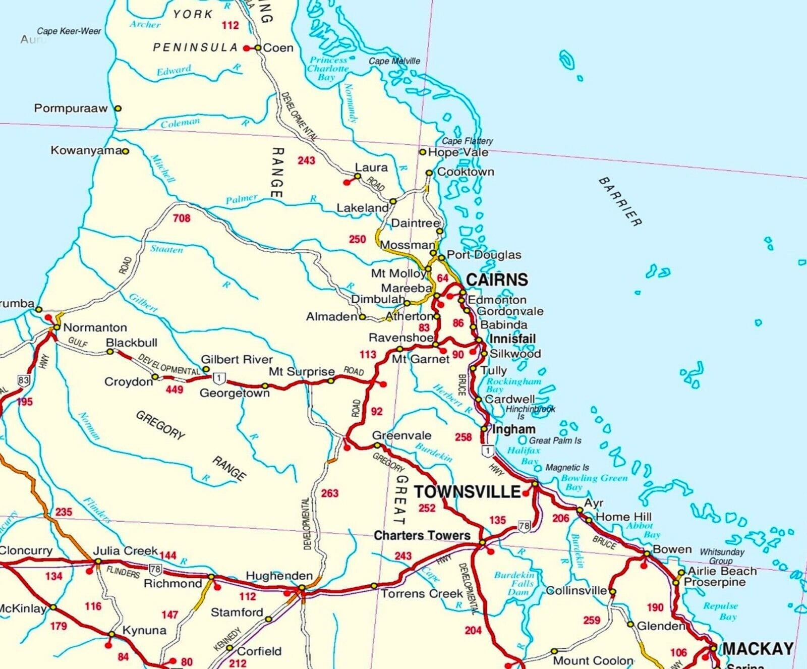 Laminated Australia Road Map With Details Large 66 X 51 Cm Quality