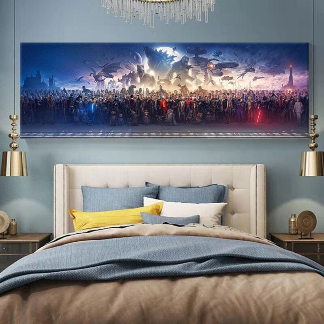 150 Movie Blockbuster Characters Panorama Canvas Wall Art Wall Etsy
