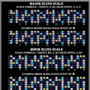 Guitar Major and Minor Blues Scale with Examples